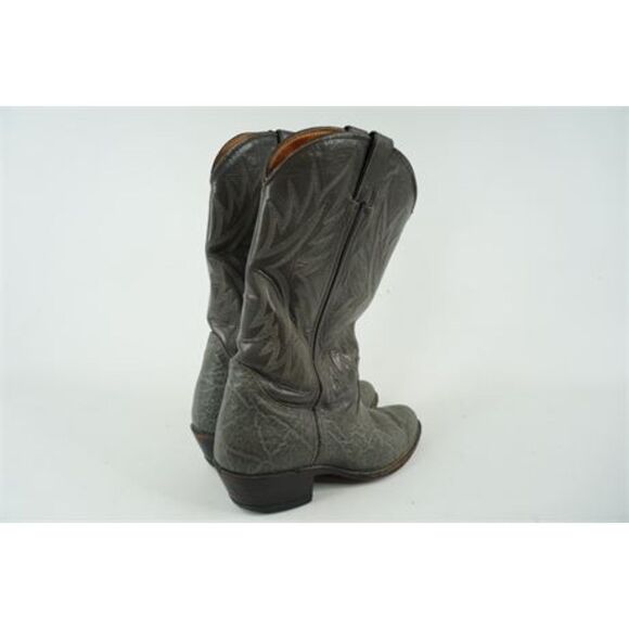 Double H Leather Cowboy Boots grey  cowgirl western sz. 7 embroidered pull on - Picture 5 of 14